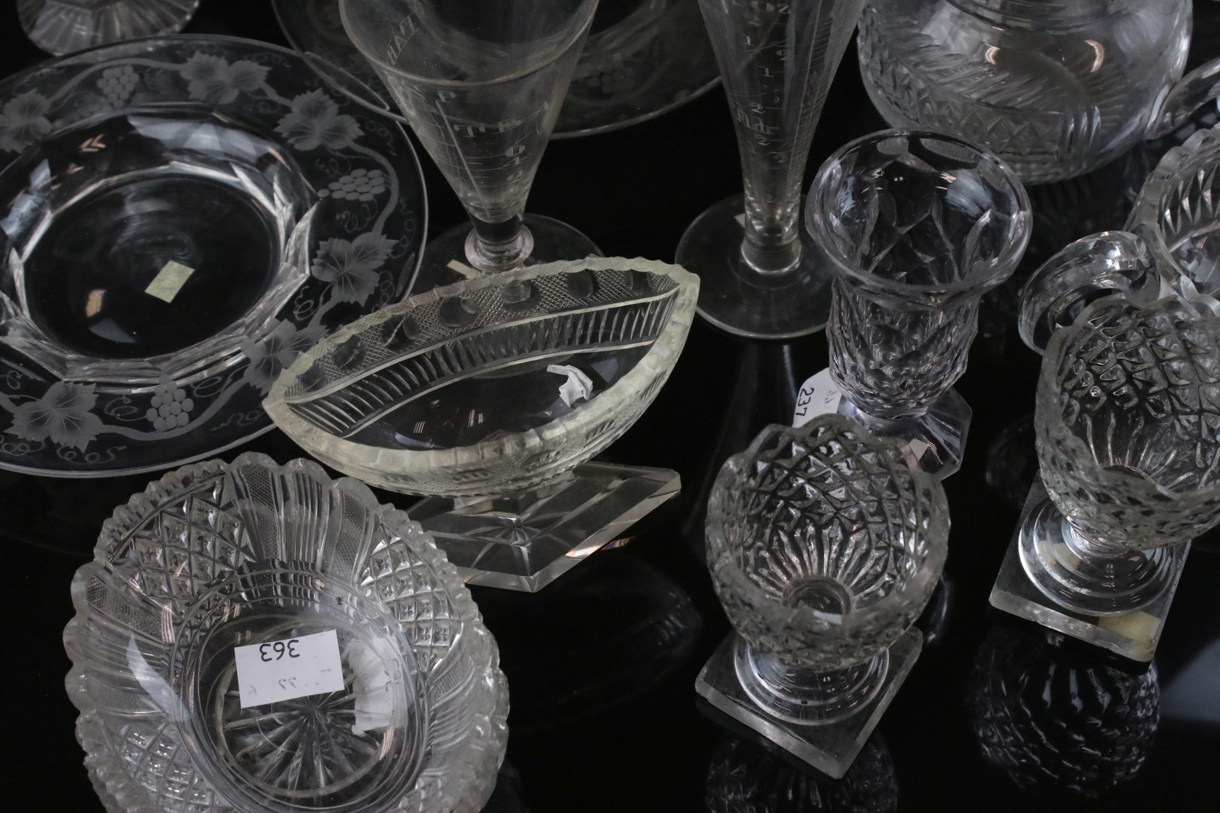 Collection of Antique Glass including helmet shaped fluted jug, 6" high, cut glass gobular jug, - Image 2 of 11