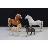 Four Beswick Horses including Shetland Foal, Grey Connemara model 1641 plus Two Palominos