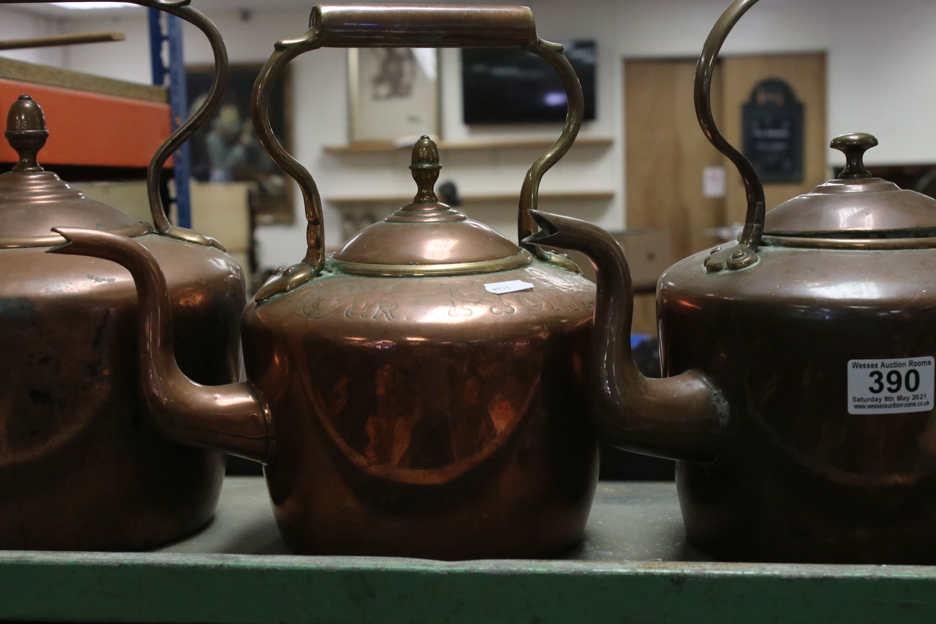 A group of four 19th century Copper Kettles - Image 3 of 4