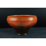 Pilkington's Royal Lancastrian Mottle Orange Glazed Bowl, shaped number 2469, 13cms high