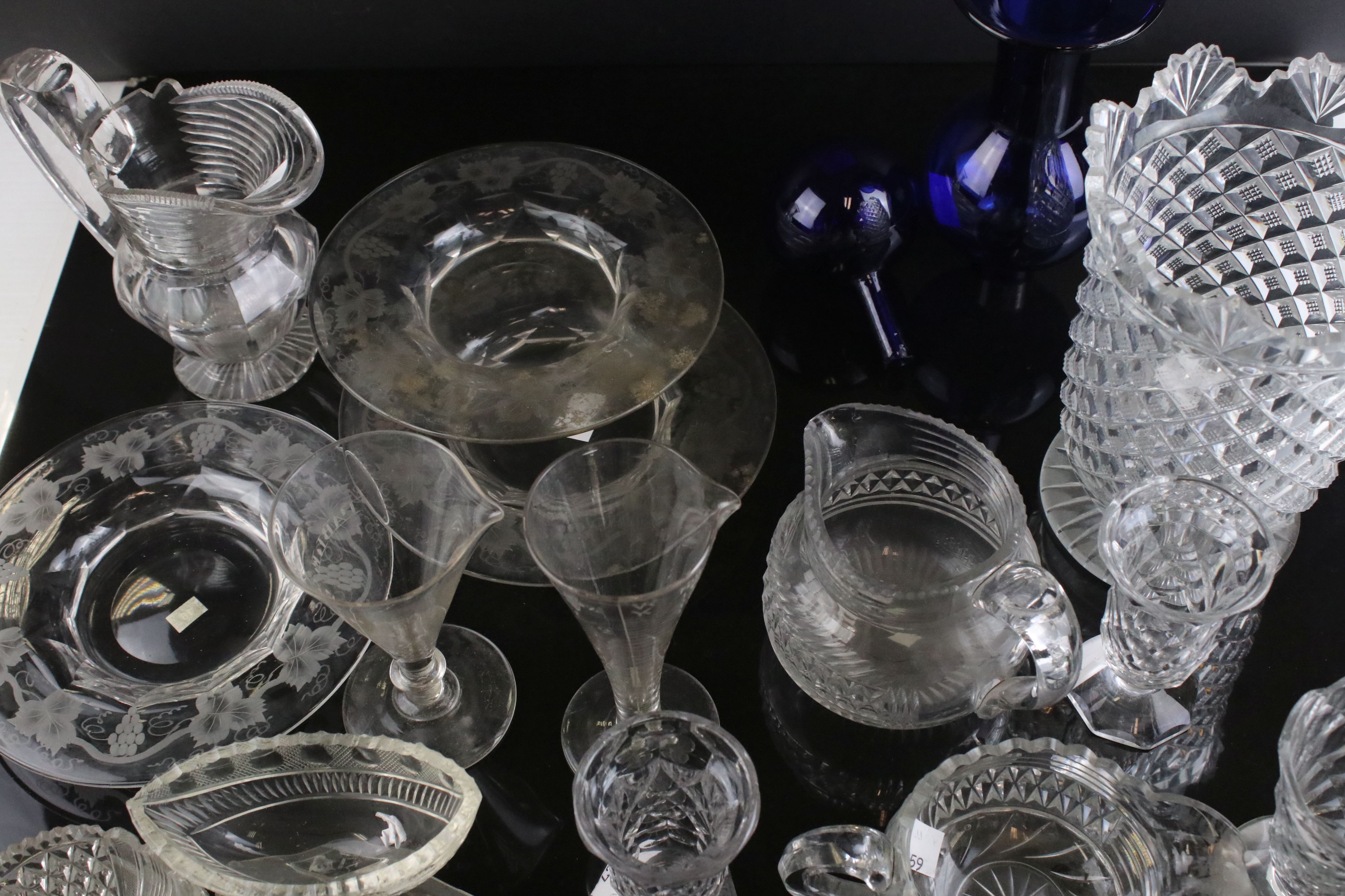 Collection of Antique Glass including helmet shaped fluted jug, 6" high, cut glass gobular jug, - Image 4 of 11