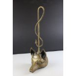 Brass Fox Head and Whip Doorstop, 41cms high