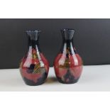 Pair of Moorcroft Pomegranate Vases, stamped Moorcroft, Burslem to base and with green signature,