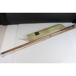 A vintage Hardy Palakona split cane trout fishing rod with Hardy rod bag.