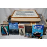 A quantity of nautical related books together with a quantity of framed pictures to include the SS