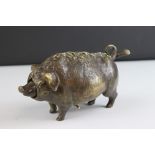 Bronze hotel bell in the form of a pig (press down tail)