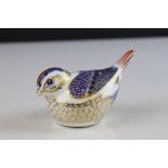 Royal Crown Derby Paperweight in the form of a Wren with gold stopper