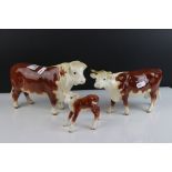 Beswick Hereford Family including Hereford Bull, model 949, Cow, model 899 and Calf, model 901b