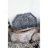 Antique Cast Iron Fire Back with date 1659, (20th Century recast) 59cms x 58cms together with an