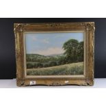 Oil Painting on Canvas of Cattle in a Countryside Landscape, signed lower right David Morgan ?,