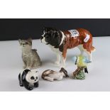 Collection of Four Beswick Animals including St Bernard Corna Garth Stroller, Panda, Cat and Blue