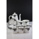 Shelley Coffee Set comprising Coffee Pot, Cream, Sugar and Six Coffee Cans and Saucers