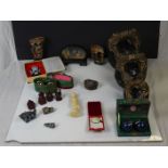 A group of Chinese collectables to include soapstone carvings, Boading balls and Buddha ornaments.