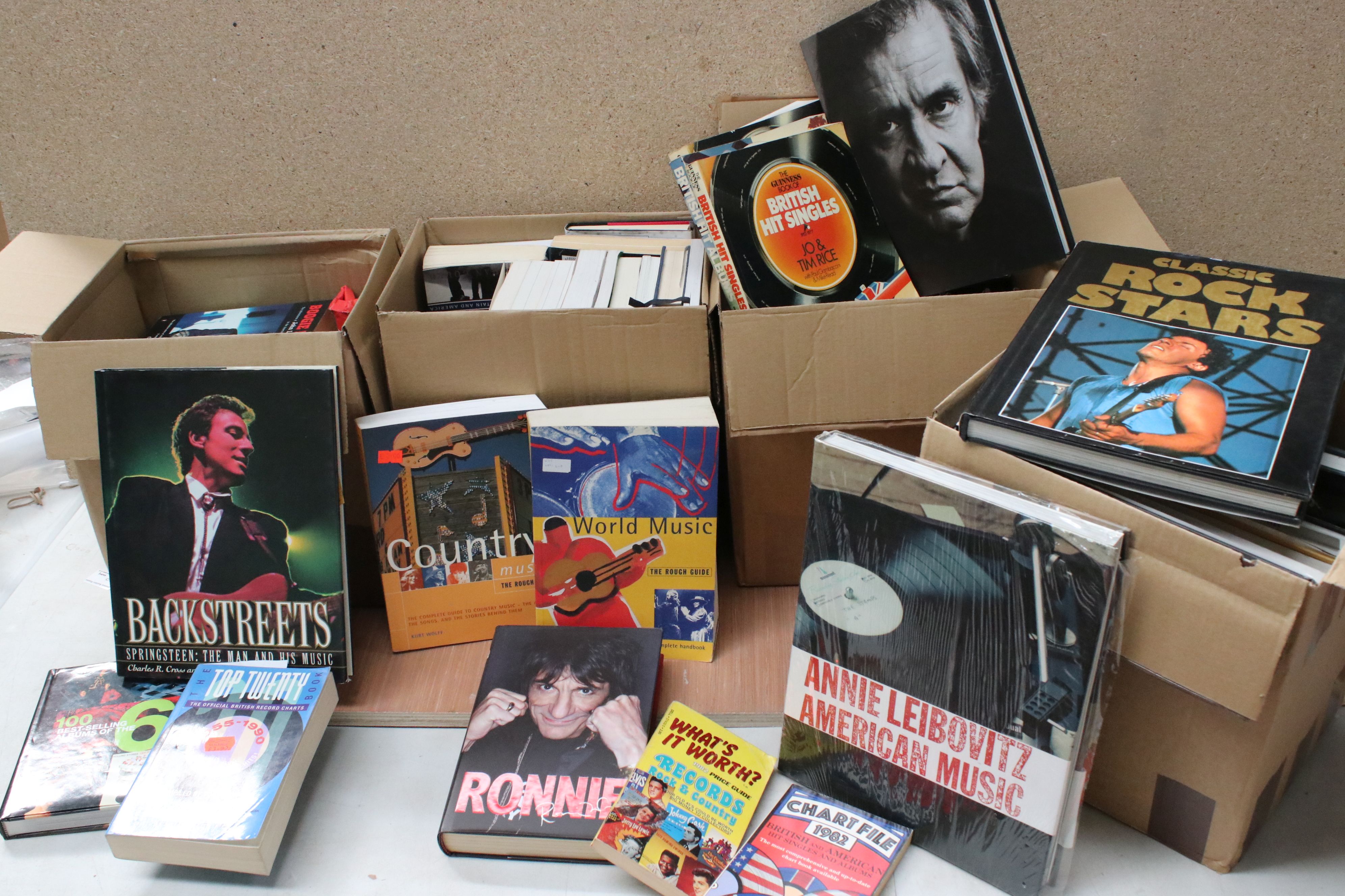 Music Books - Around 60 hardback and paperback books to include Cash by Rolling Stone, British Hit