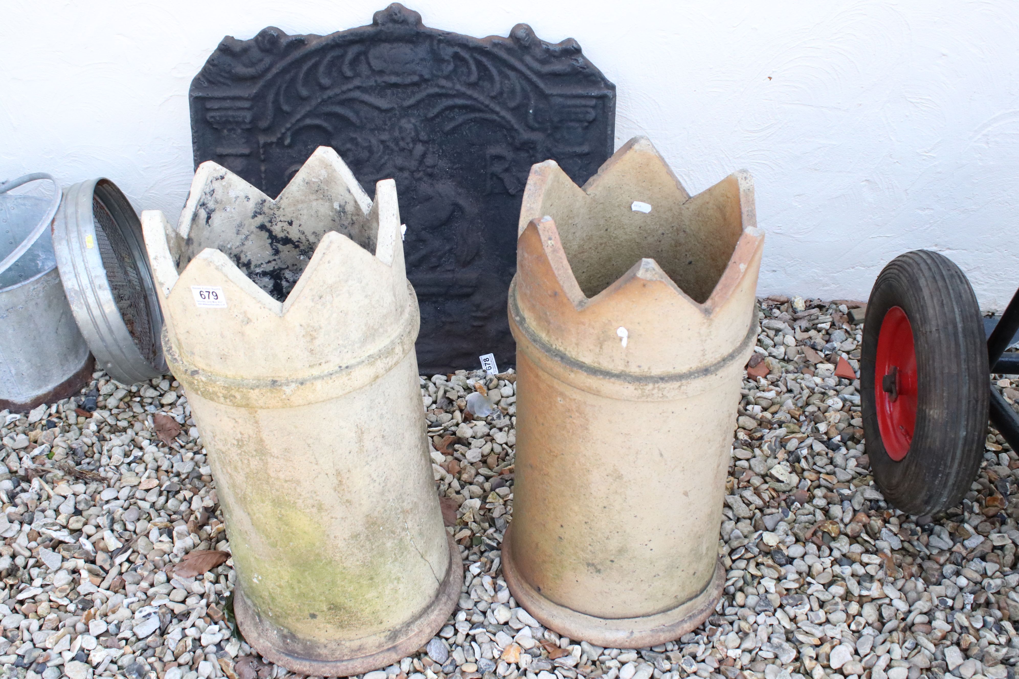 Two vintage decorative chimney pots.