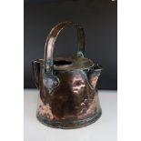 Large Antique Copper Watering Can / Jug with swing handle, 39cms high