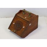 Late Victorian Oak Coal Scuttle with Brass Handle, 38cms high