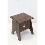 Small Stained Pine Box Stool, 30cms wide x 36cms high