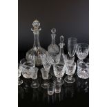 Glassware - Waterford Crystal Cut Glasss Water Jug together with Five Waterford Crystal Wine Glasses