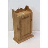 Pine Hanging Wall Cupboard with single panel door, 42cms wide x 65cms high