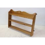 Pine Three Tier Hanging Shelf, 106cms long x 77cms high