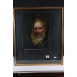 A. Glass mid 19th century oil on canvas portrait of a bearded man inscribed verso A. Glass Artist
