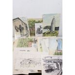 Folder of Various Unframed Watercolours signed Stuckey