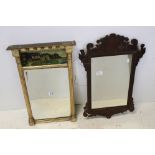 Regency style Gilt Framed Pier Mirror, 64cms x 40cms together with a George III style Mahogany