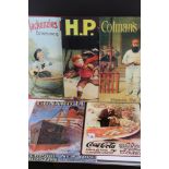 Five reproduction Metal Advertising Signs including Coca Cola, Cunard Line, Coleman's Mustard, HP