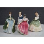 Four Royal Doulton figures Premier,Fair Lady(Coral Pink) Soiree and Alison.