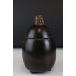 Late 19th / Early 20th century Treen Tea Caddy / Box in the form of a Friar / Monk, raised on