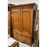 Early 19th century mainly Oak Cupboard (later converted to a wardrobe), two panel doors opening to a