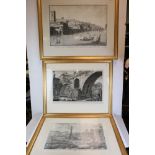 M Braidy, mid 20th century watercolour, continental street scene with figures, signed, together with