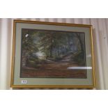 George Henry Downing framed and glazed 20th century watercolour rural woodland scene signed 38 x