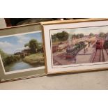 Two framed and glazed Steam Railway limited edition prints Riverside Local by Don Breckon 2/650