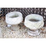 Pair of stone floral planters