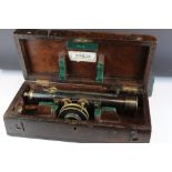 Early 20th century Stanley Theodolite in original wooden fitted case.