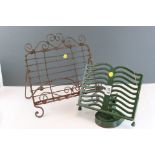 Vintage cast iron book rest & another of wrought iron