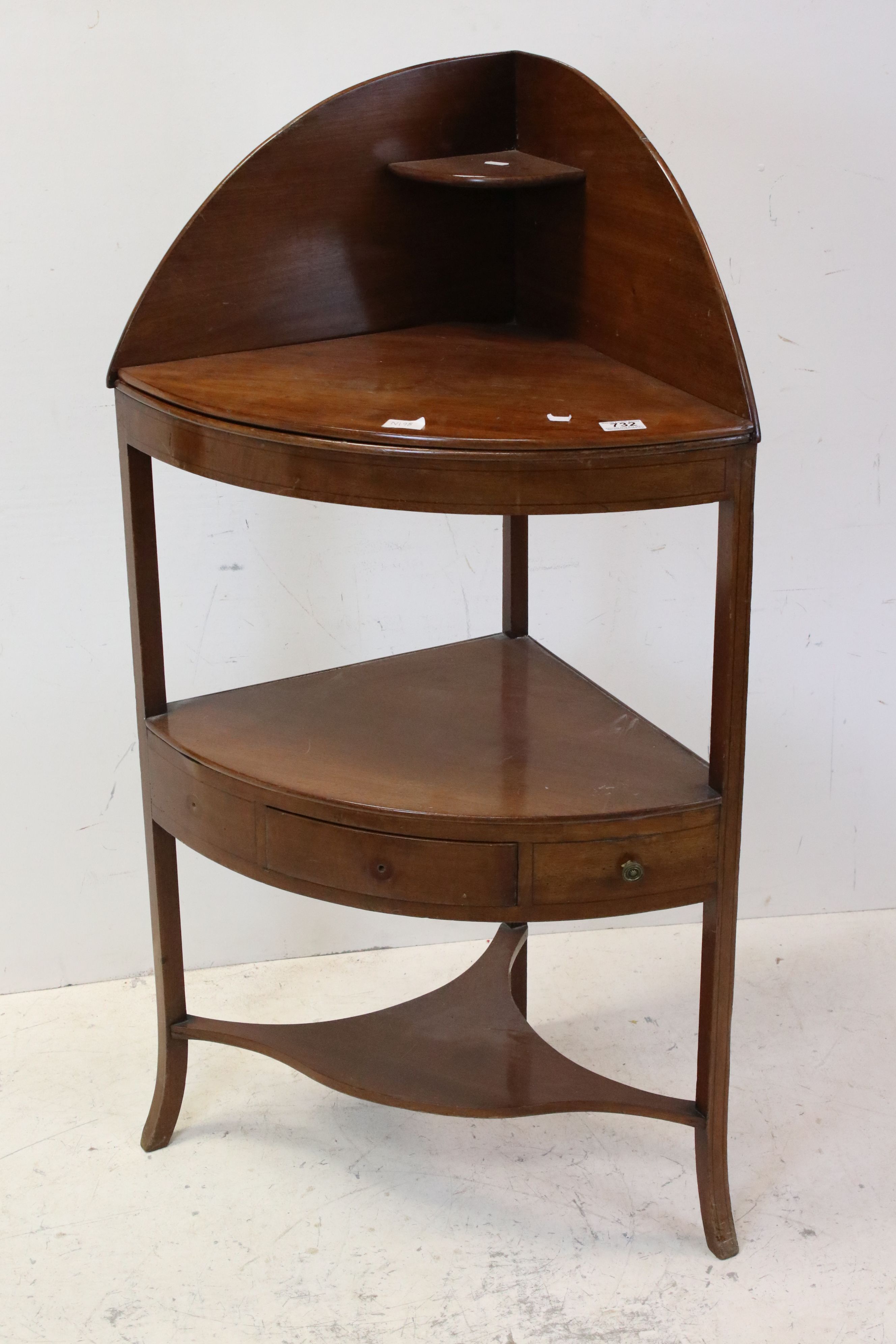 Early 19th century Mahogany Bow Fronted Corner Washstand, 115cms high