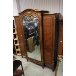 French Kingwood Breakfront Wardrobe with ormolu mounts, the central section with mirrored door