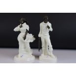 Pair of Minton Bronze and White Glazed Ceramic Figures - The Fisherman MS 13, 25cms high and Sea