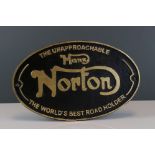 Cast iron Norton motorcycle sign
