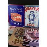 Five reproduction Metal Advertising Signs including Quaker Oats, Oxo Cubes, Pears Soap, Players Navy
