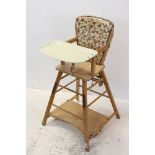 Mid 20th century Beech Child's Folding High Chair, 95cms high