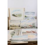 Large Collection of Unframed Watercolours, mainly Landscape scenes