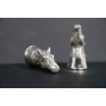 Pair of silver plated condiments in the form of horses heads