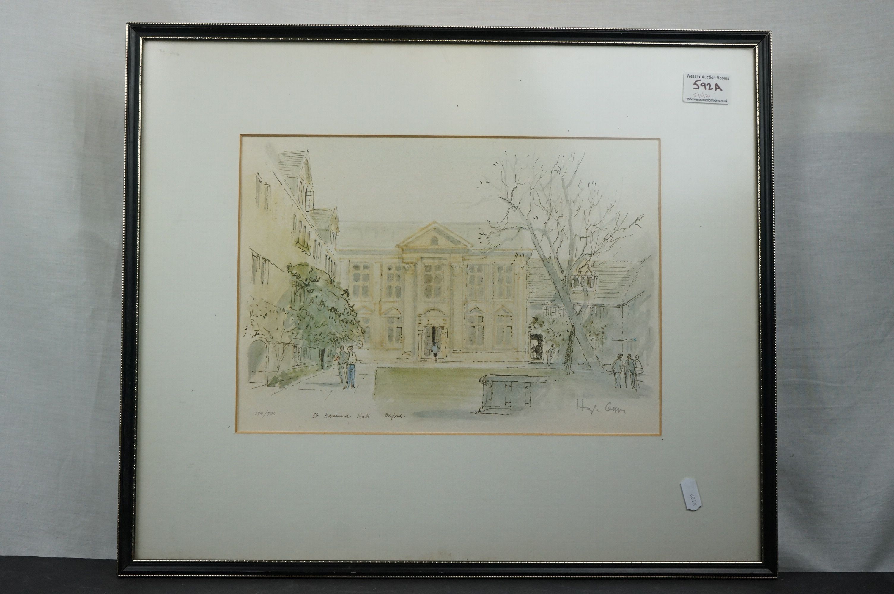 Sir Hugh Casson, St Edmund Hall,limited edition framed and glazed print