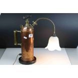 Antique Copper Grease Gun converted to a lamp with adjustable light.