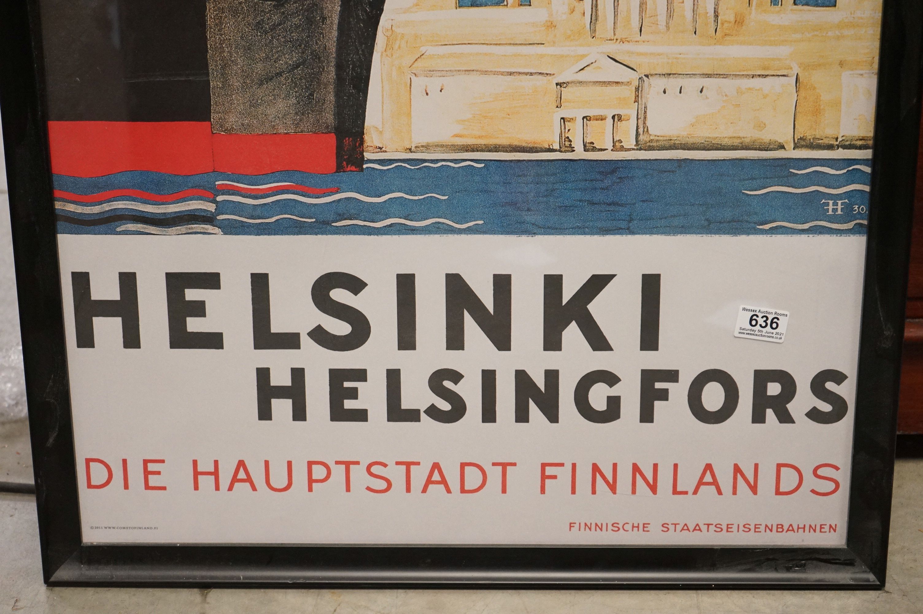 A framed and glazed Helsinki Helsingfors poster, together with three modernist prints. - Bild 7 aus 8