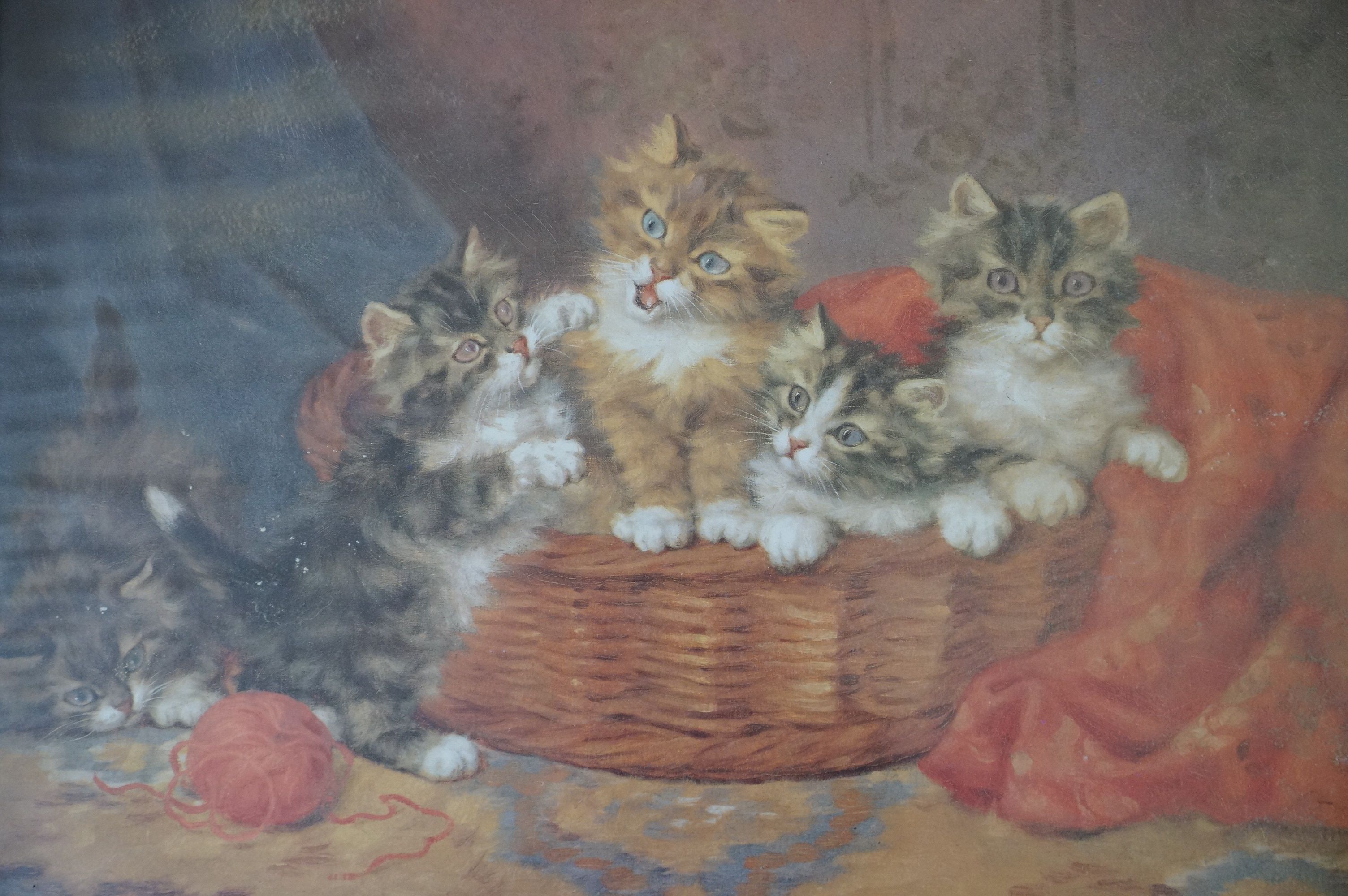 A group of prints to include a framed and glazed image of kittens in a basket, similar Pears Print - Bild 13 aus 15